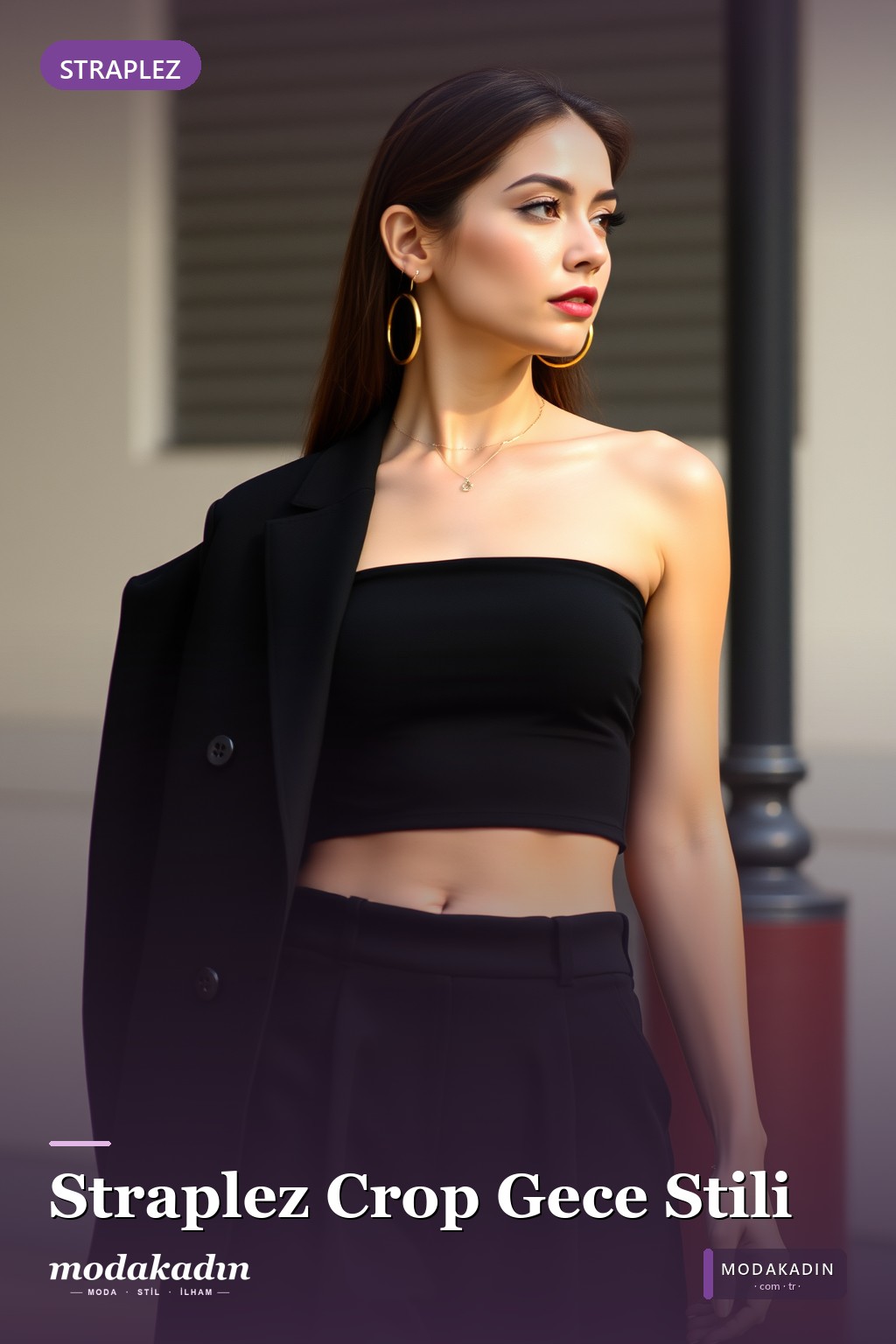 Siyah Straplez Crop