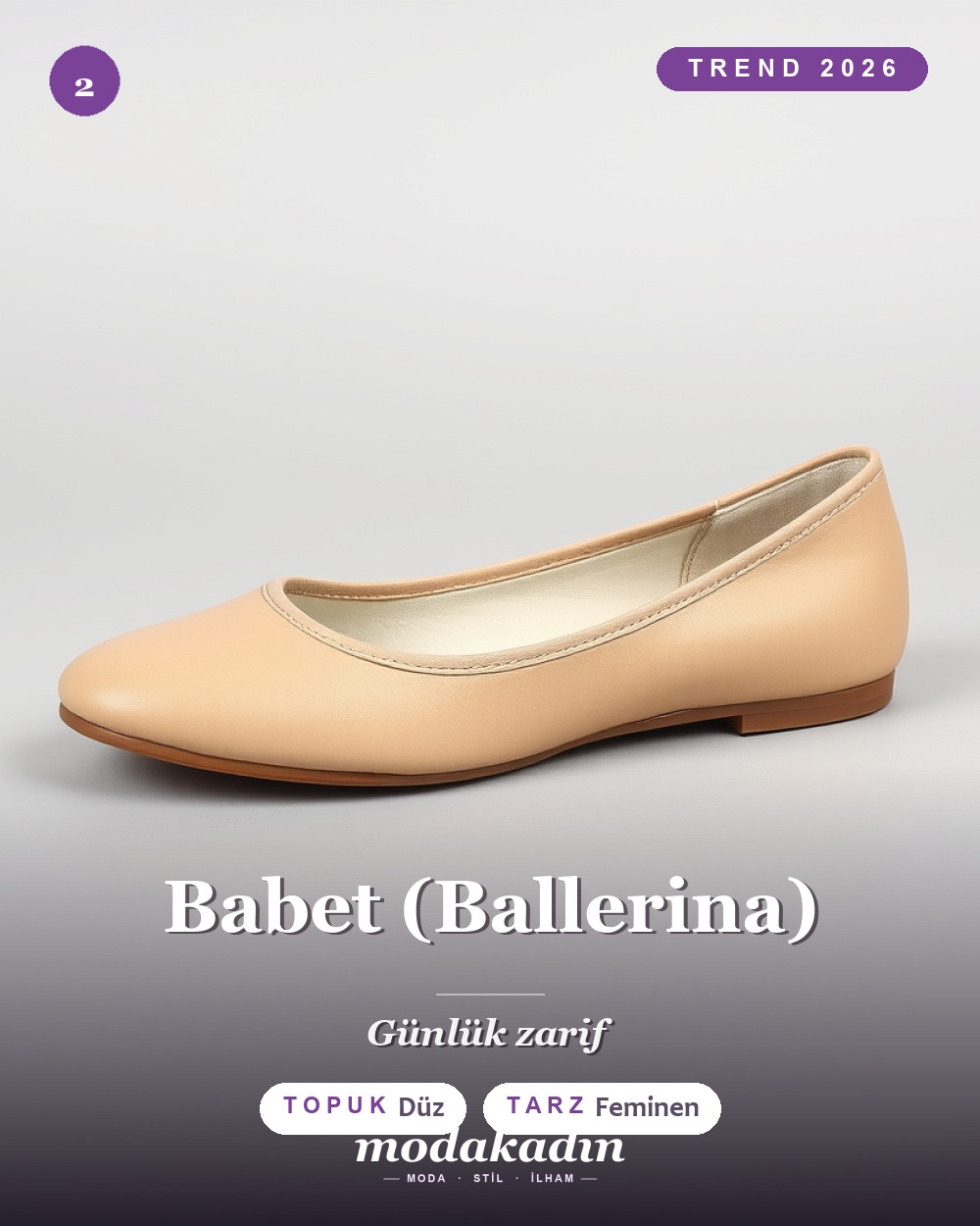 Babet ballerina ayakkabı modeli, bej