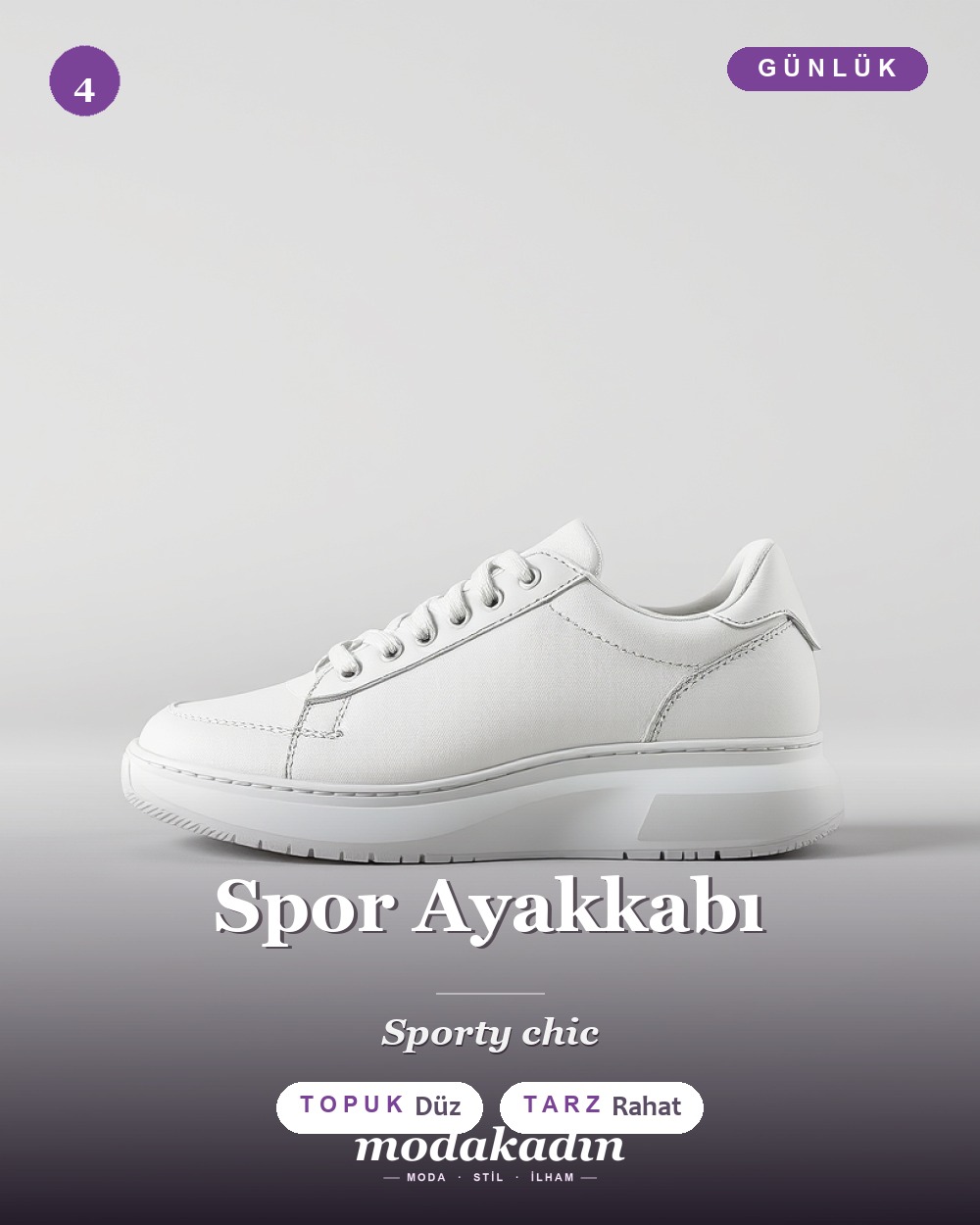 Spor ayakkabı (sneaker) modeli, beyaz