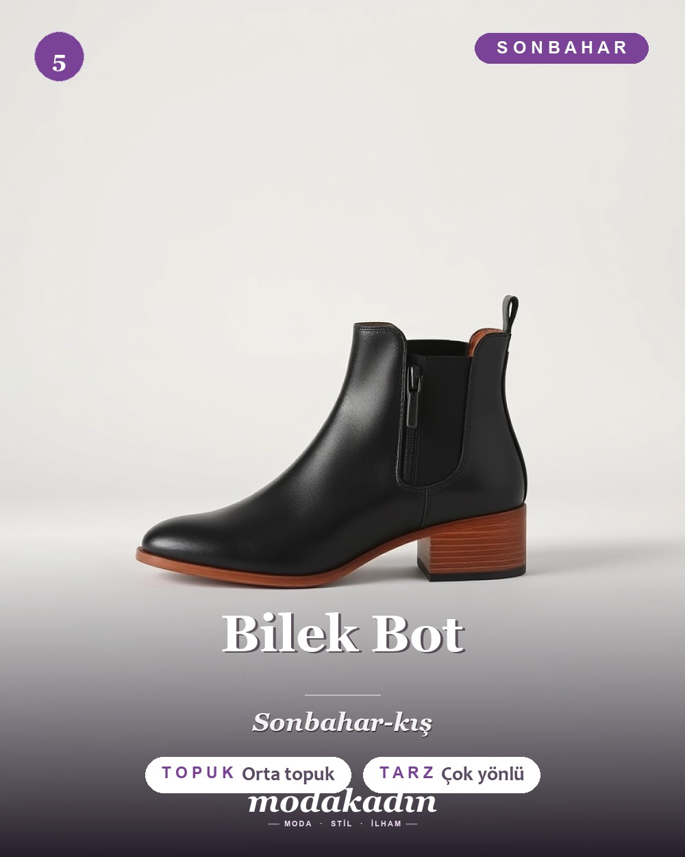 Bilek bot ayakkabı modeli, siyah