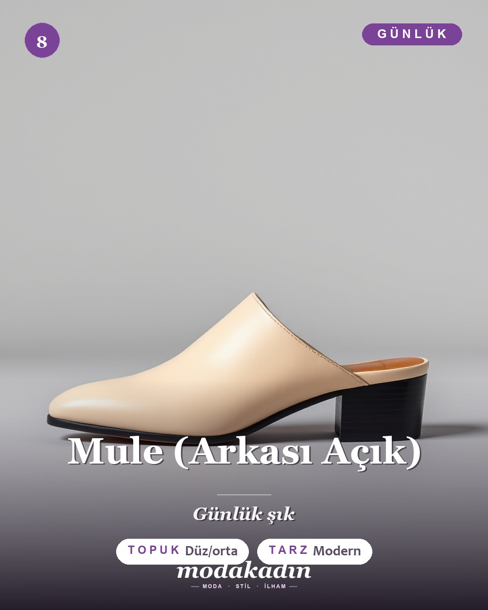 Mule arkası açık ayakkabı modeli, krem
