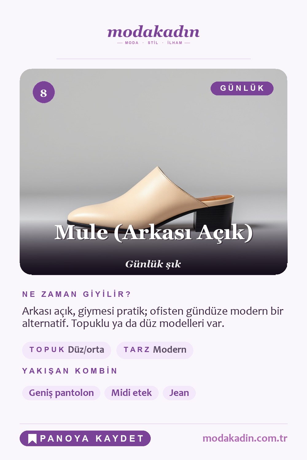Mule ayakkabı modeli Pinterest pini
