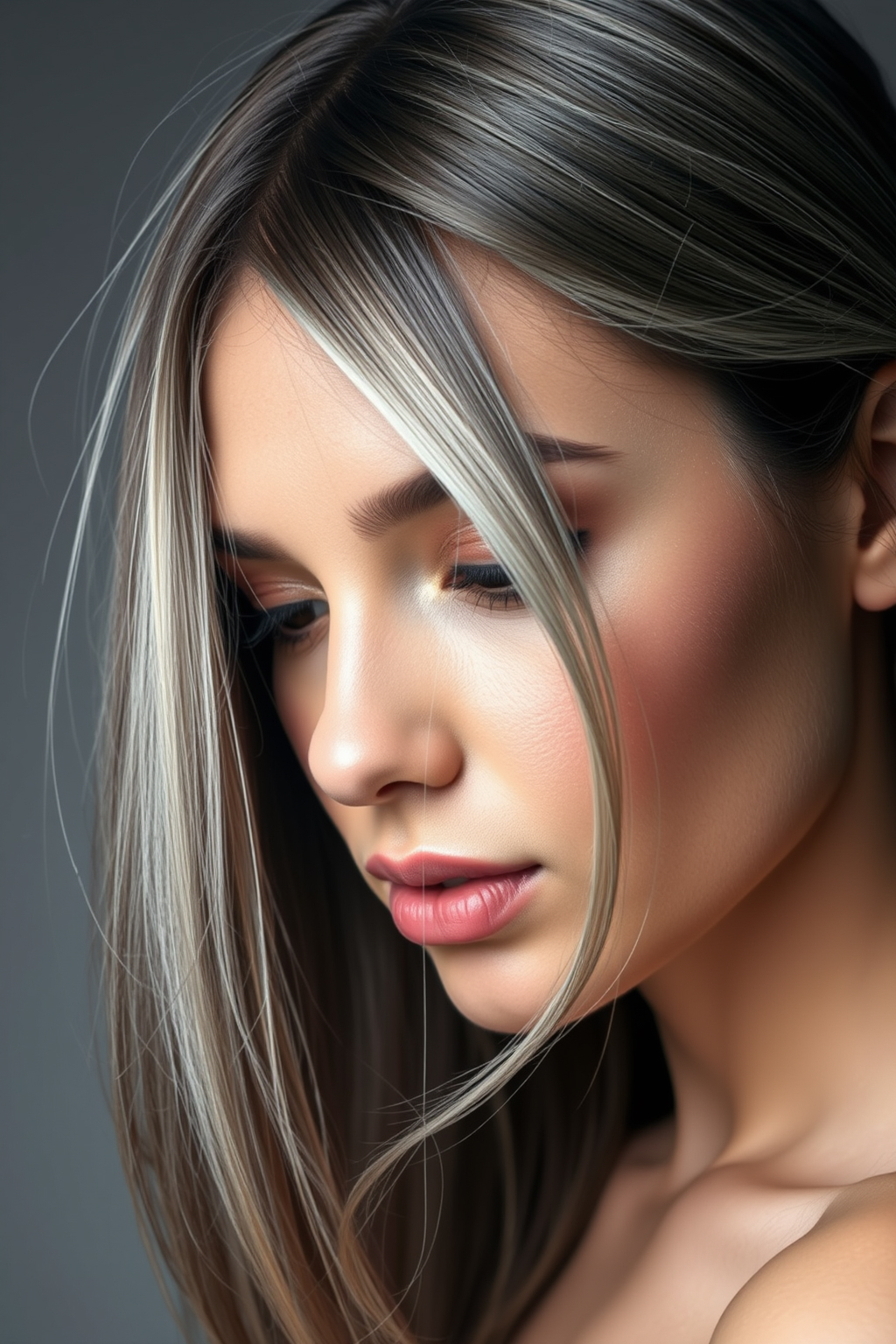 küllü balayage soğuk tonlu platin gümüş ışıltı