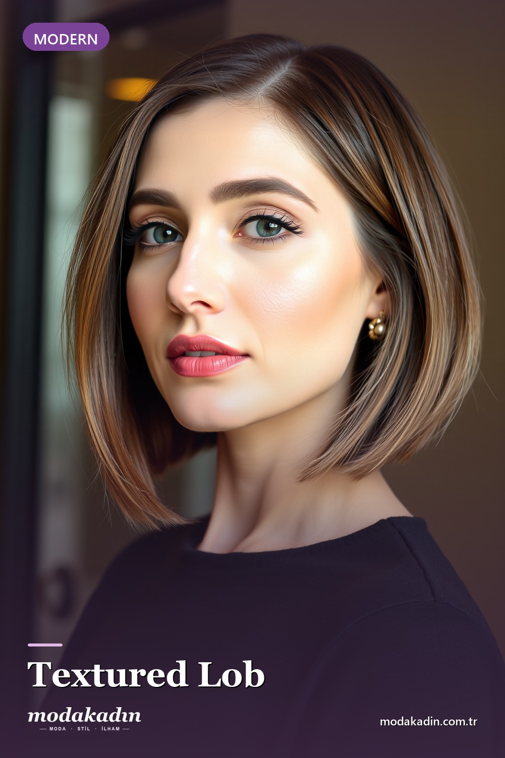 Textured Lob bob saç modeli