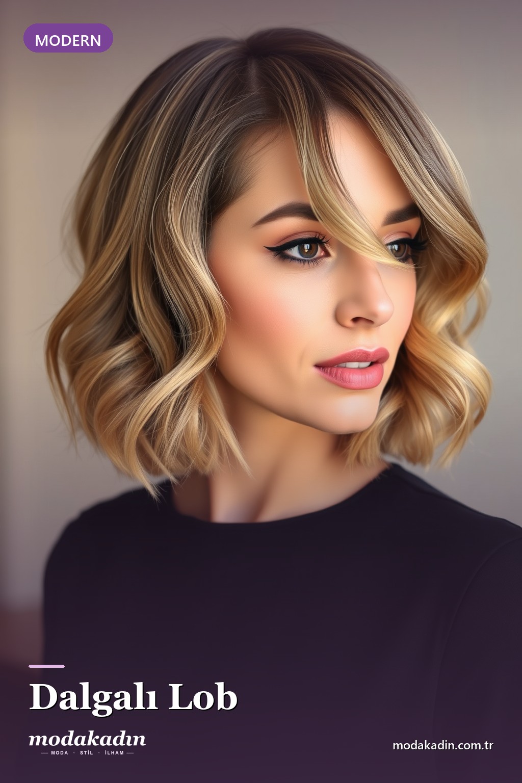 Dalgalı Lob bob saç modeli