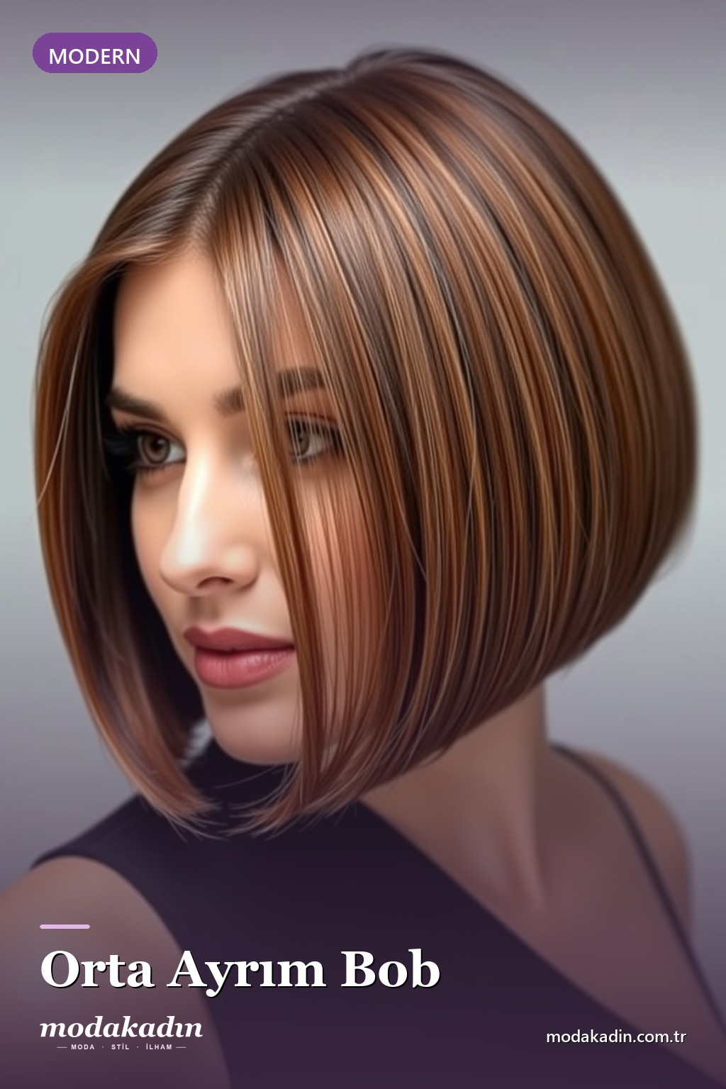Orta Ayrım Bob bob saç modeli