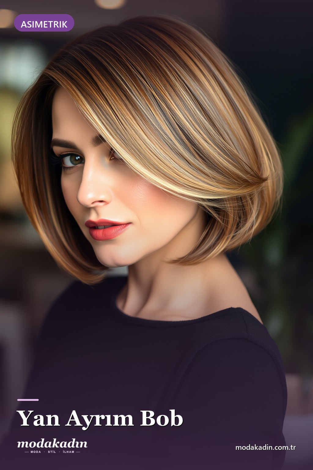 Yan Ayrım Bob bob saç modeli