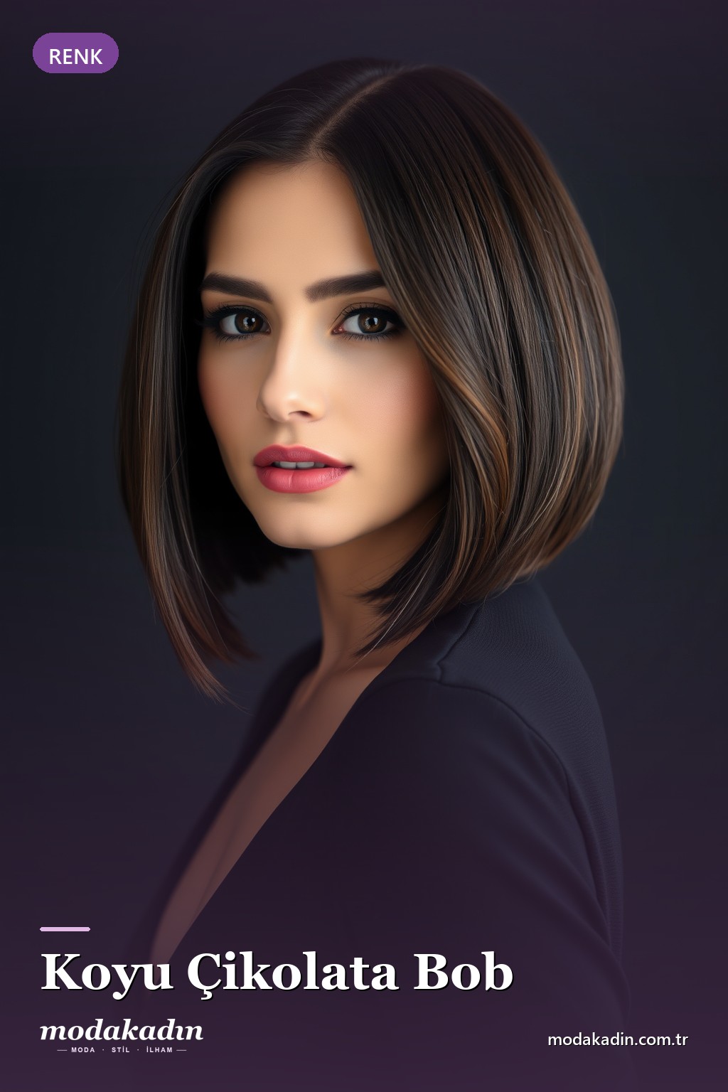 Koyu Çikolata Bob bob saç modeli