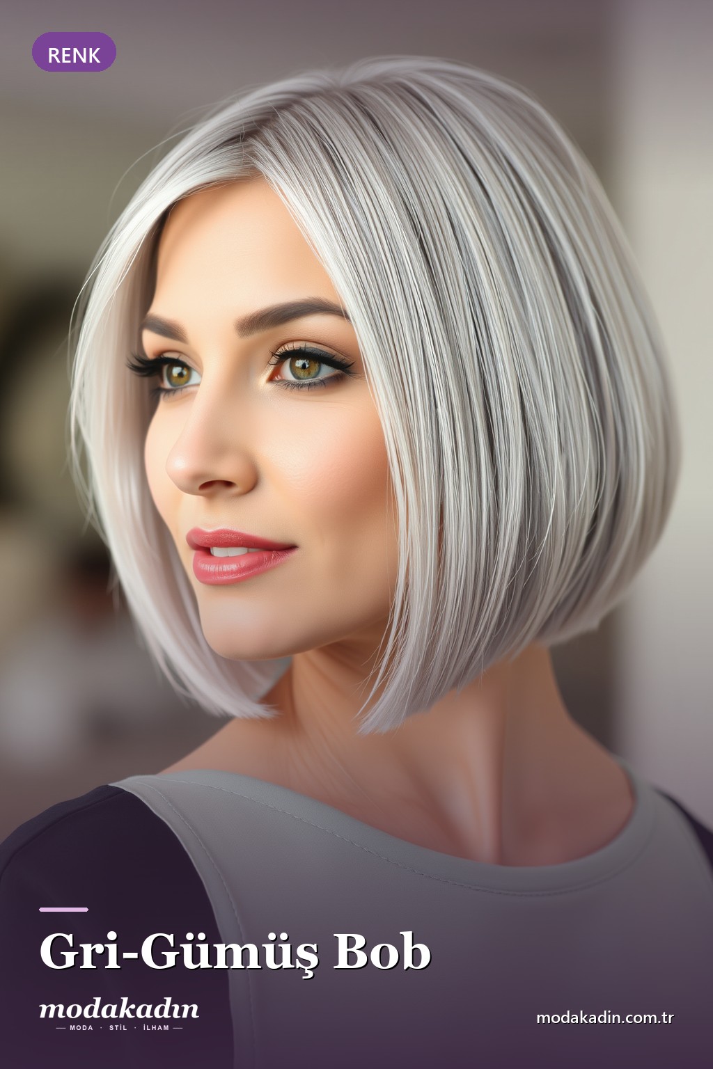 Gri-Gümüş Bob bob saç modeli