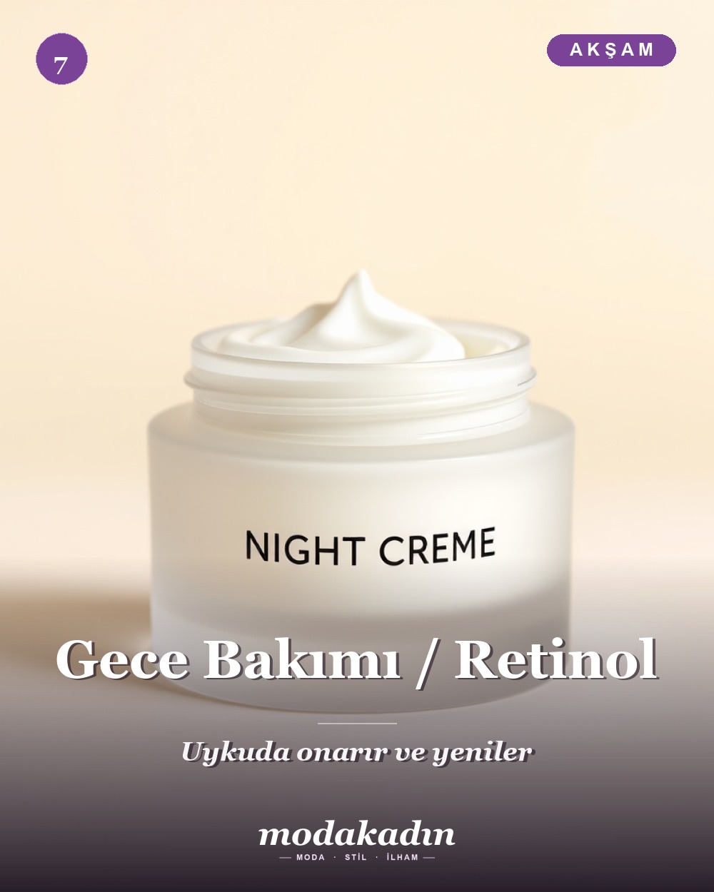 Cilt bakım rutininde gece bakımı ve retinol adımı
