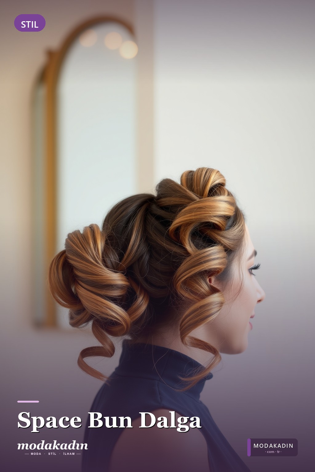 Space Bun Dalga dalga saç modeli