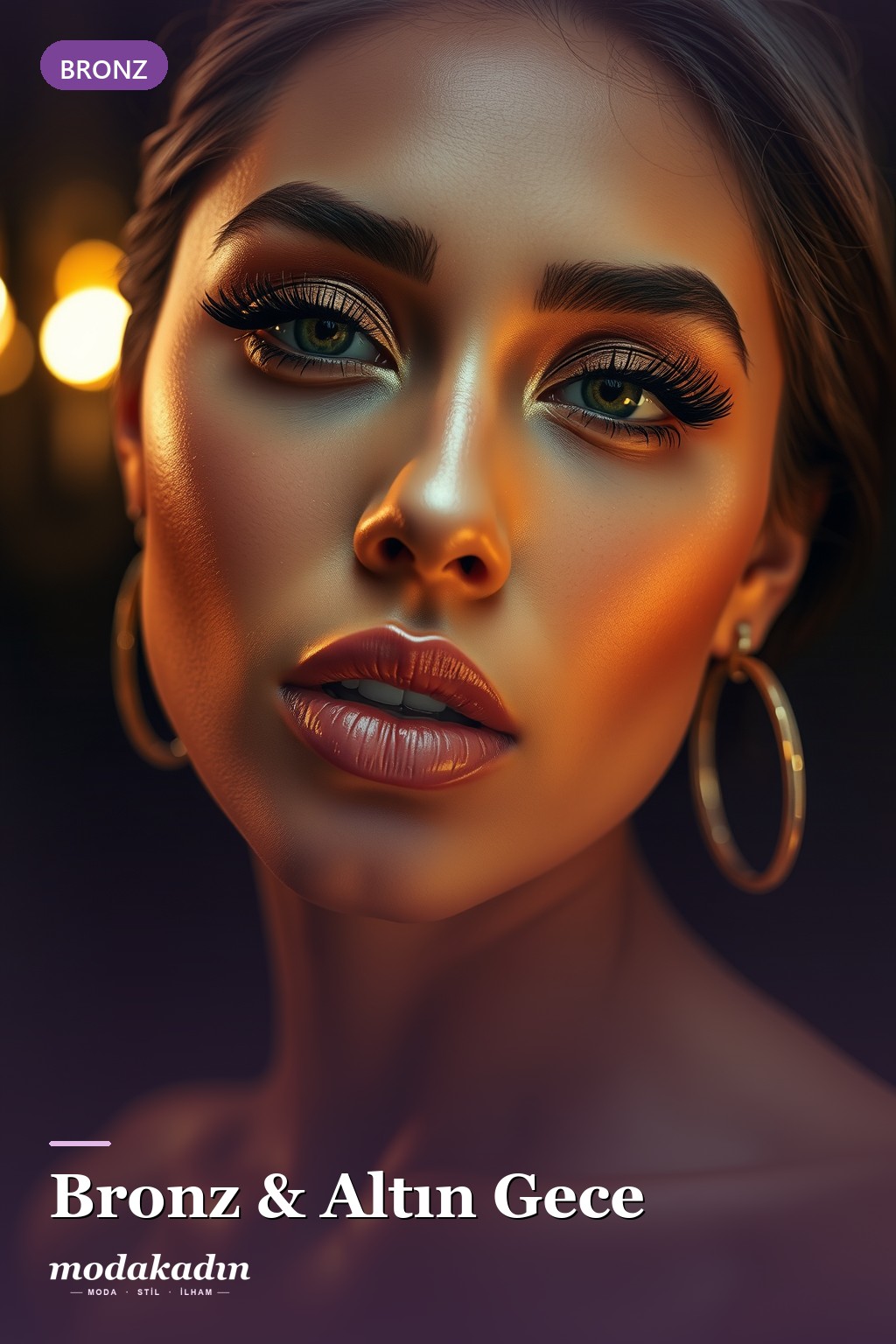 Bronz altın gece makyajı Pinterest pini