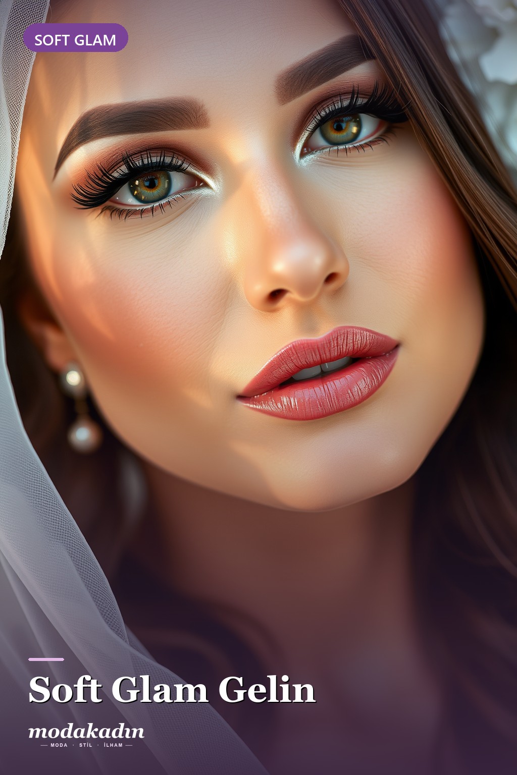 Soft glam gelin makyajı Pinterest pini