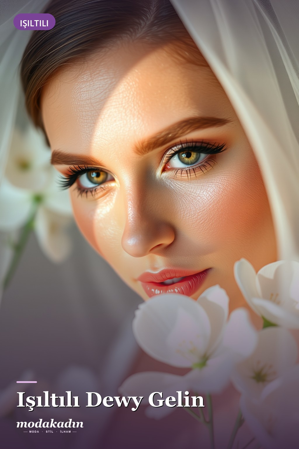 Işıltılı dewy gelin makyajı Pinterest pini