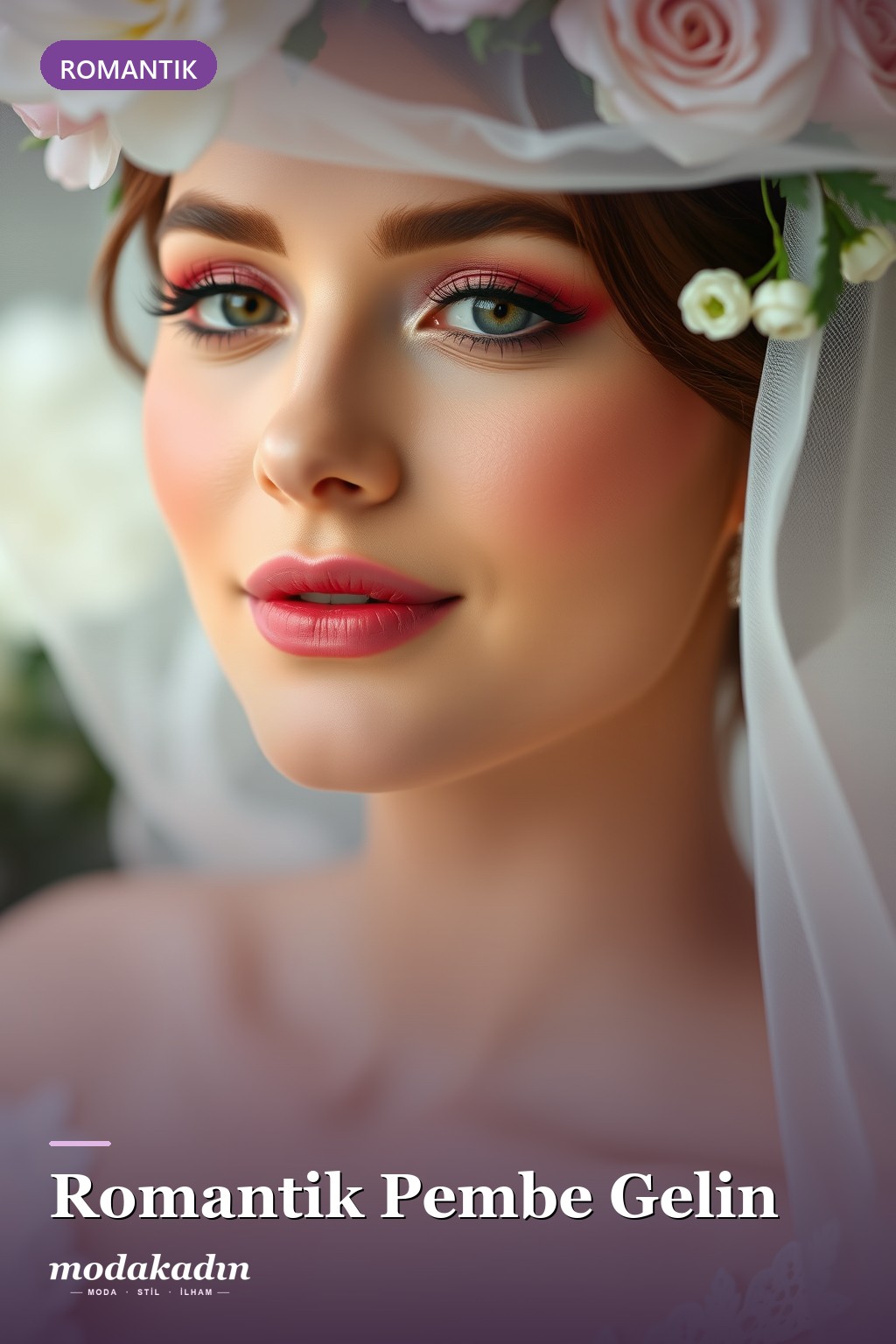 Romantik pembe gelin makyajı Pinterest pini