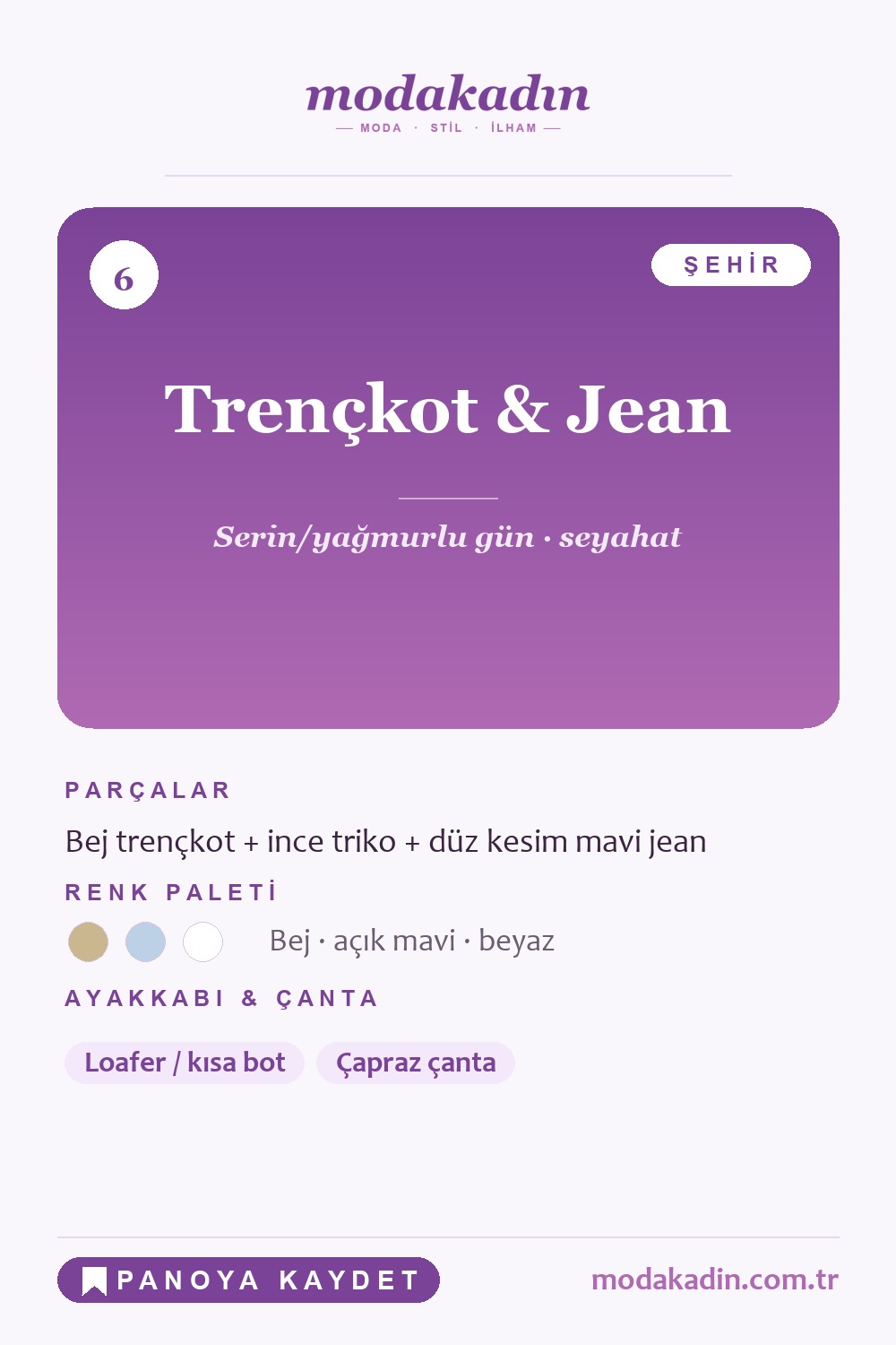 Trençkot ve jean kombini Pinterest pini