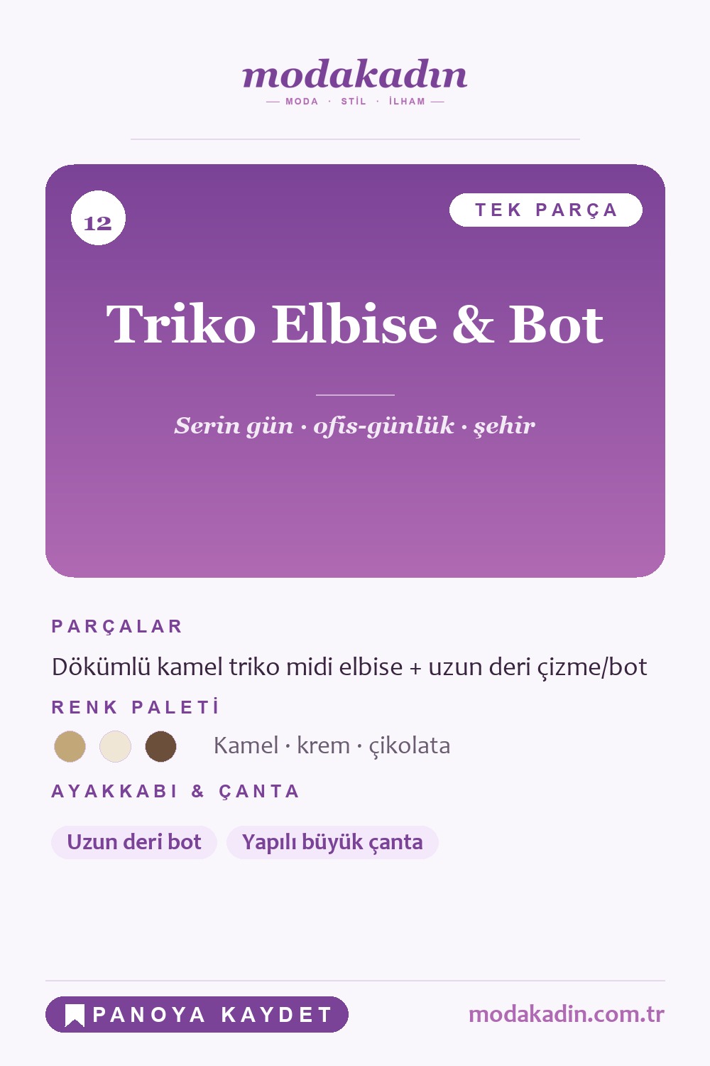 Triko elbise ve bot kombini Pinterest pini