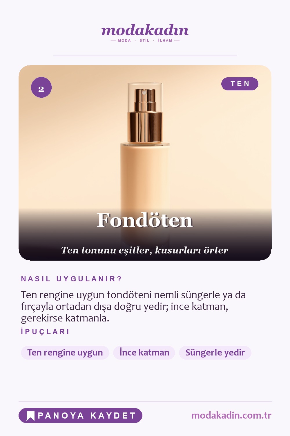 Günlük makyaj fondöten adımı Pinterest pini
