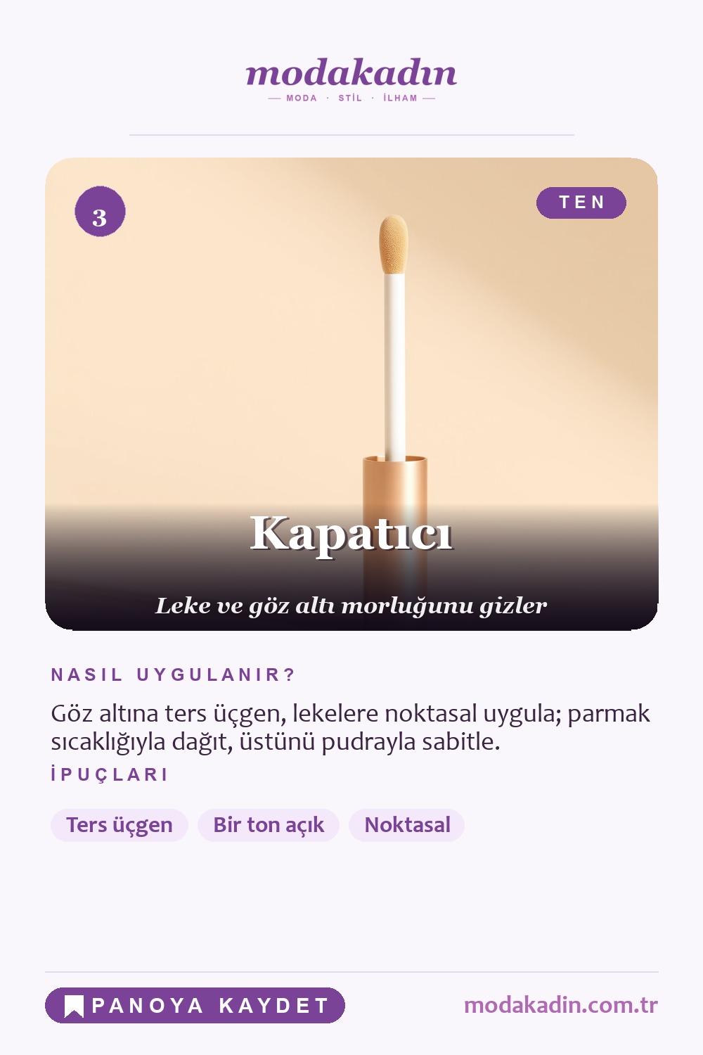 Günlük makyaj kapatıcı adımı Pinterest pini