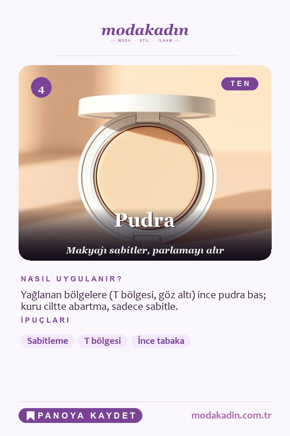 Günlük makyaj pudra adımı Pinterest pini