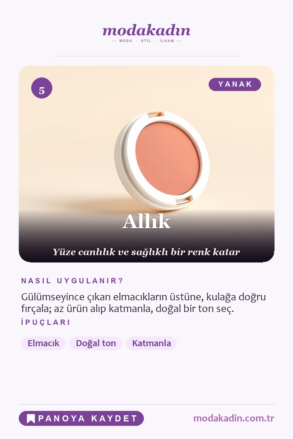 Günlük makyaj allık adımı Pinterest pini