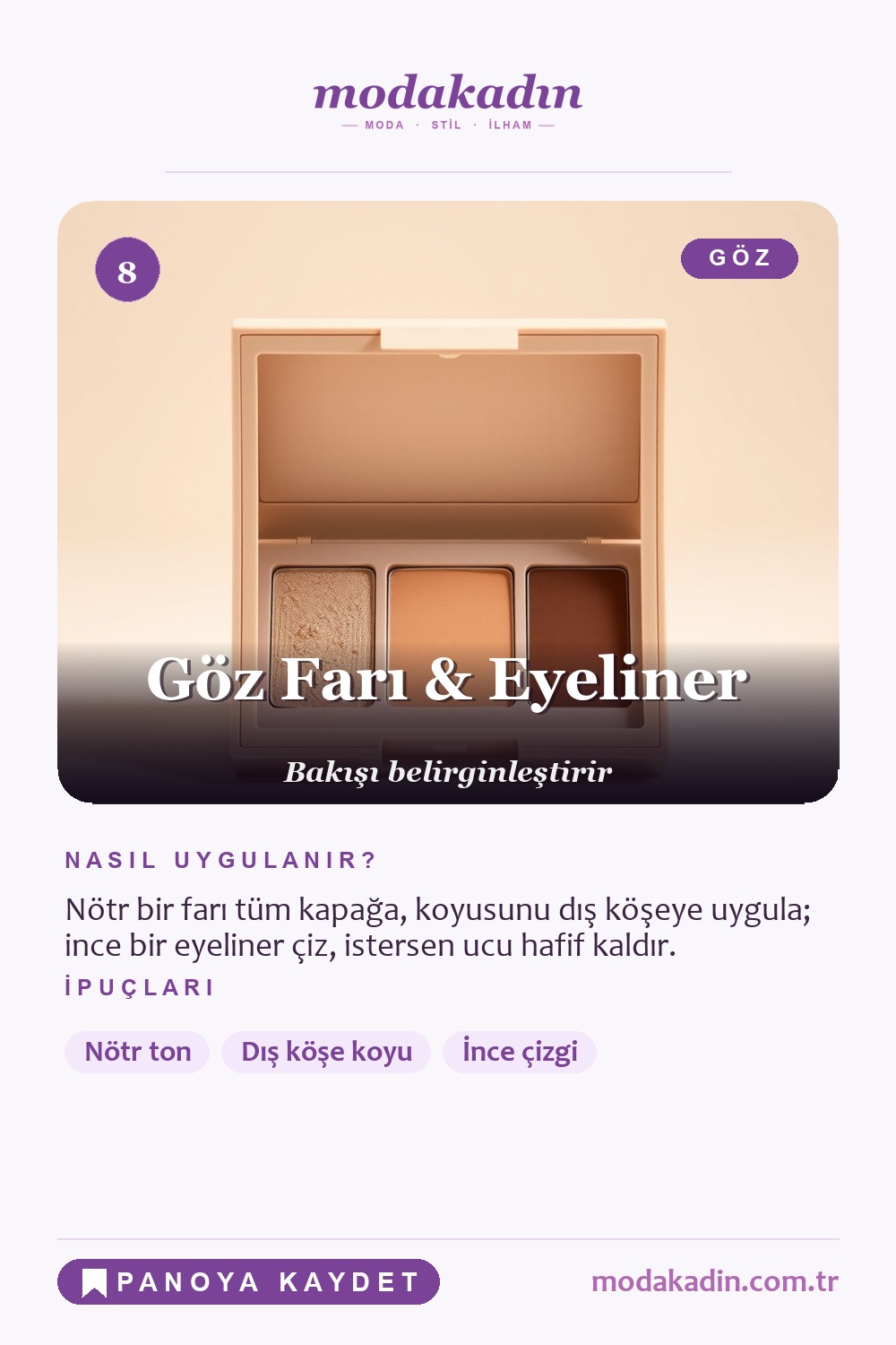 Günlük makyaj göz farı adımı Pinterest pini