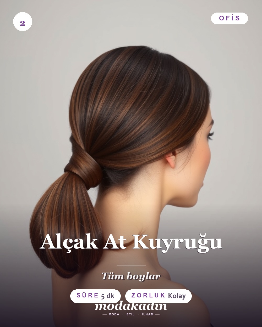 Alçak at kuyruğu ofis saç modeli