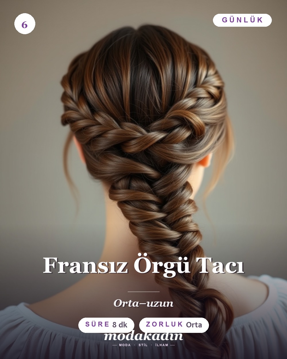Fransız örgü tacı saç modeli