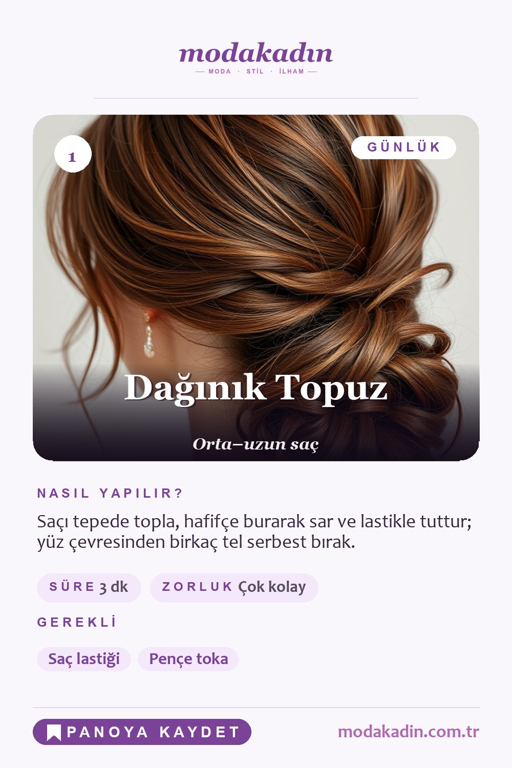 Dağınık topuz saç modeli Pinterest pini