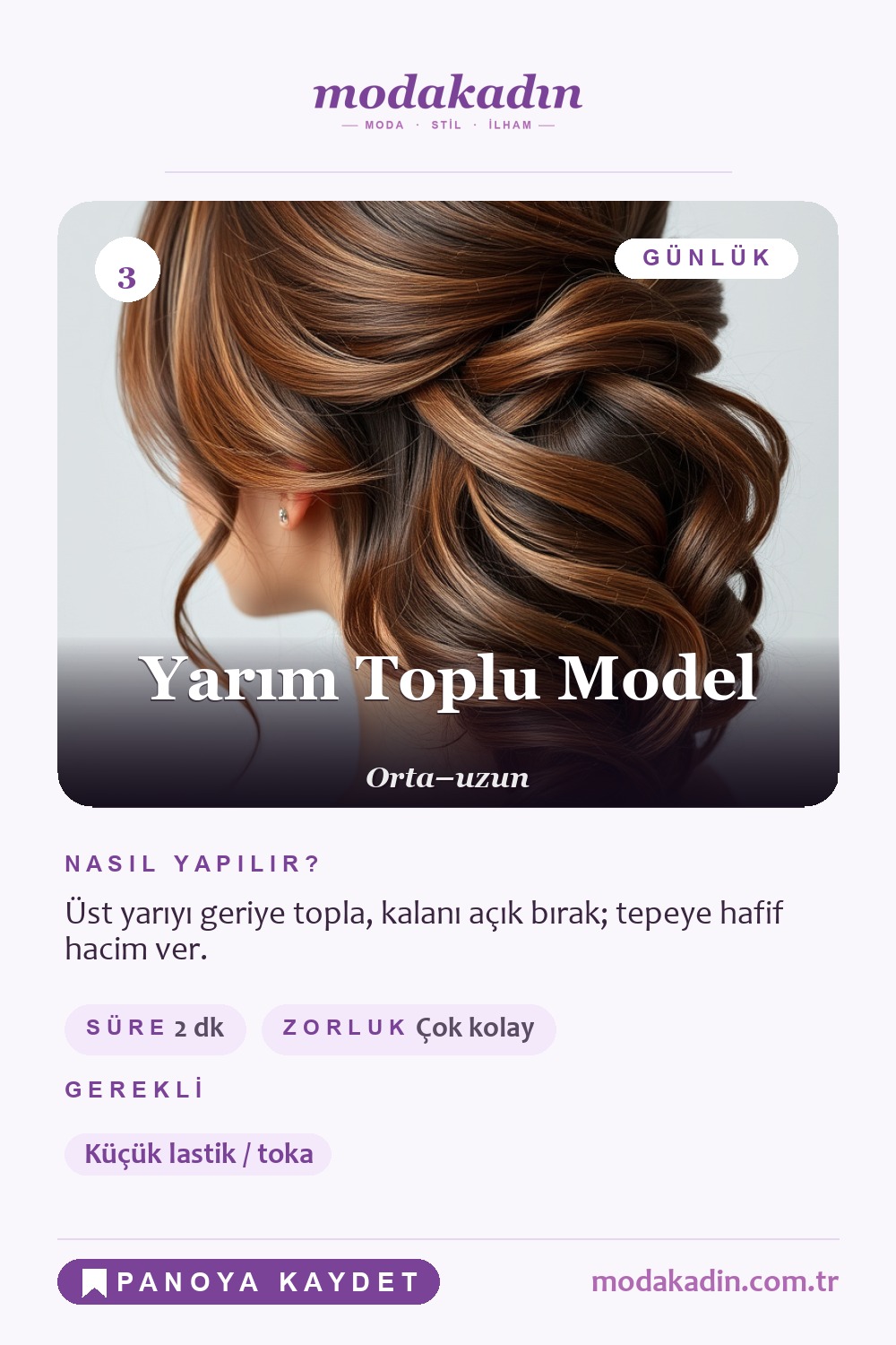Yarım toplu saç modeli Pinterest pini