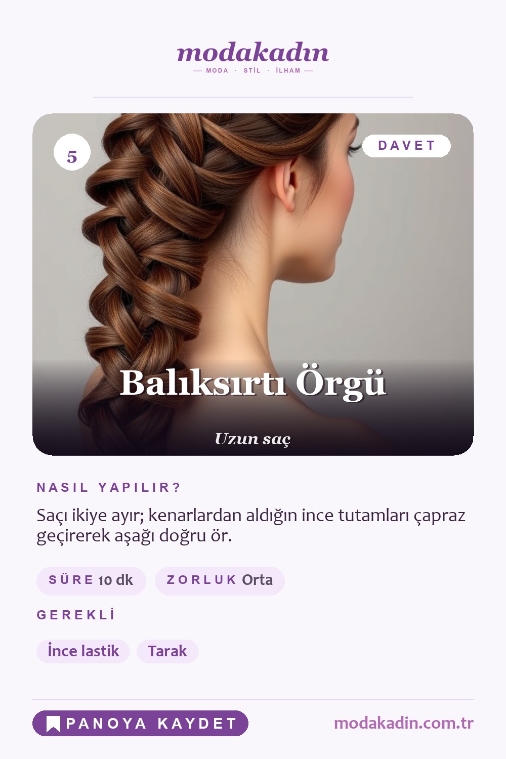Balıksırtı örgü saç modeli Pinterest pini
