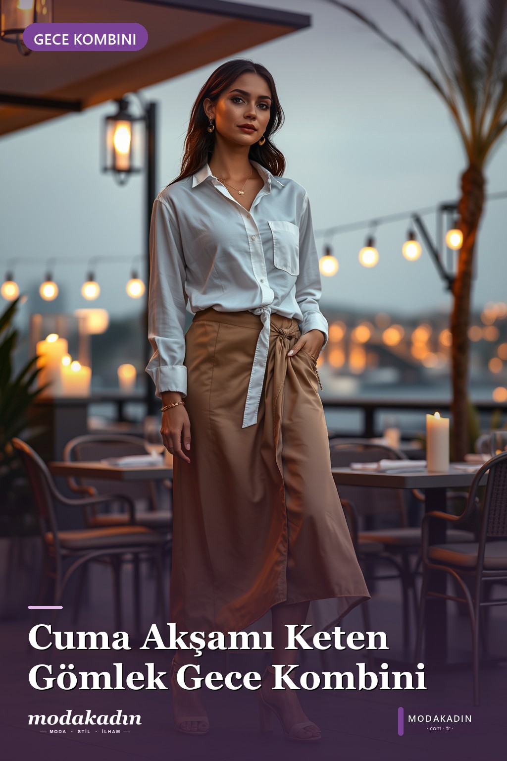 Cuma akşamı keten gömlek gece kombini