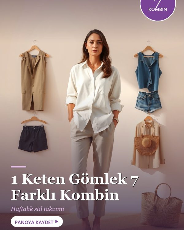 1 Keten Gömlek 7 Kombin: Keten Gömlek Kombinleri Takvimi