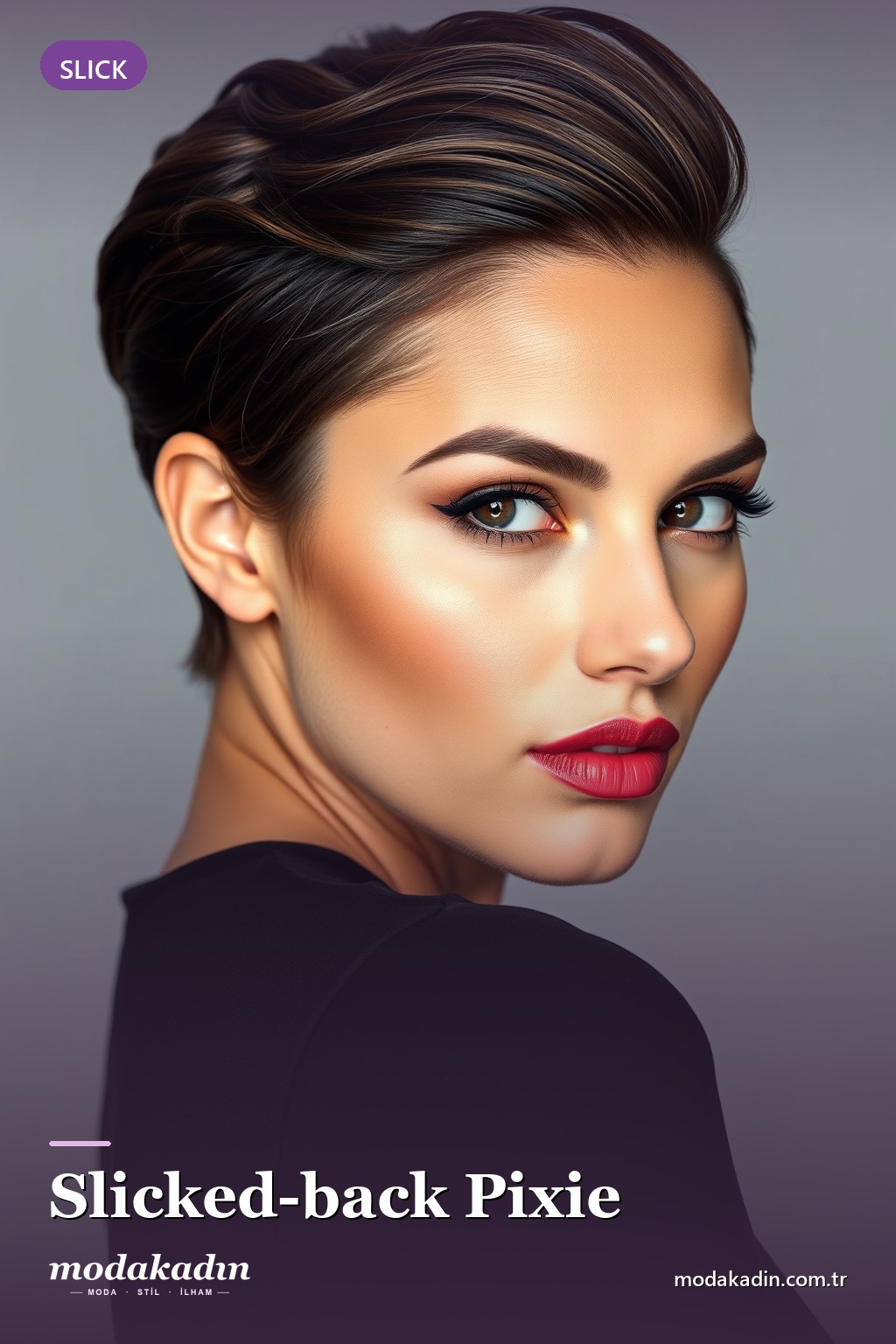 Geriye Taranmış (Slicked-back) Pixie