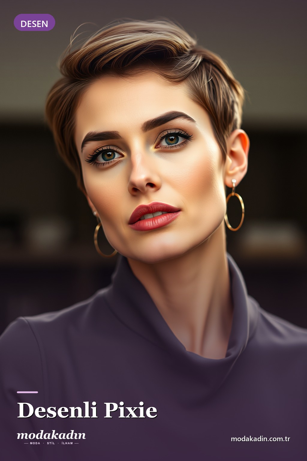 Desenli Traş Detaylı Pixie