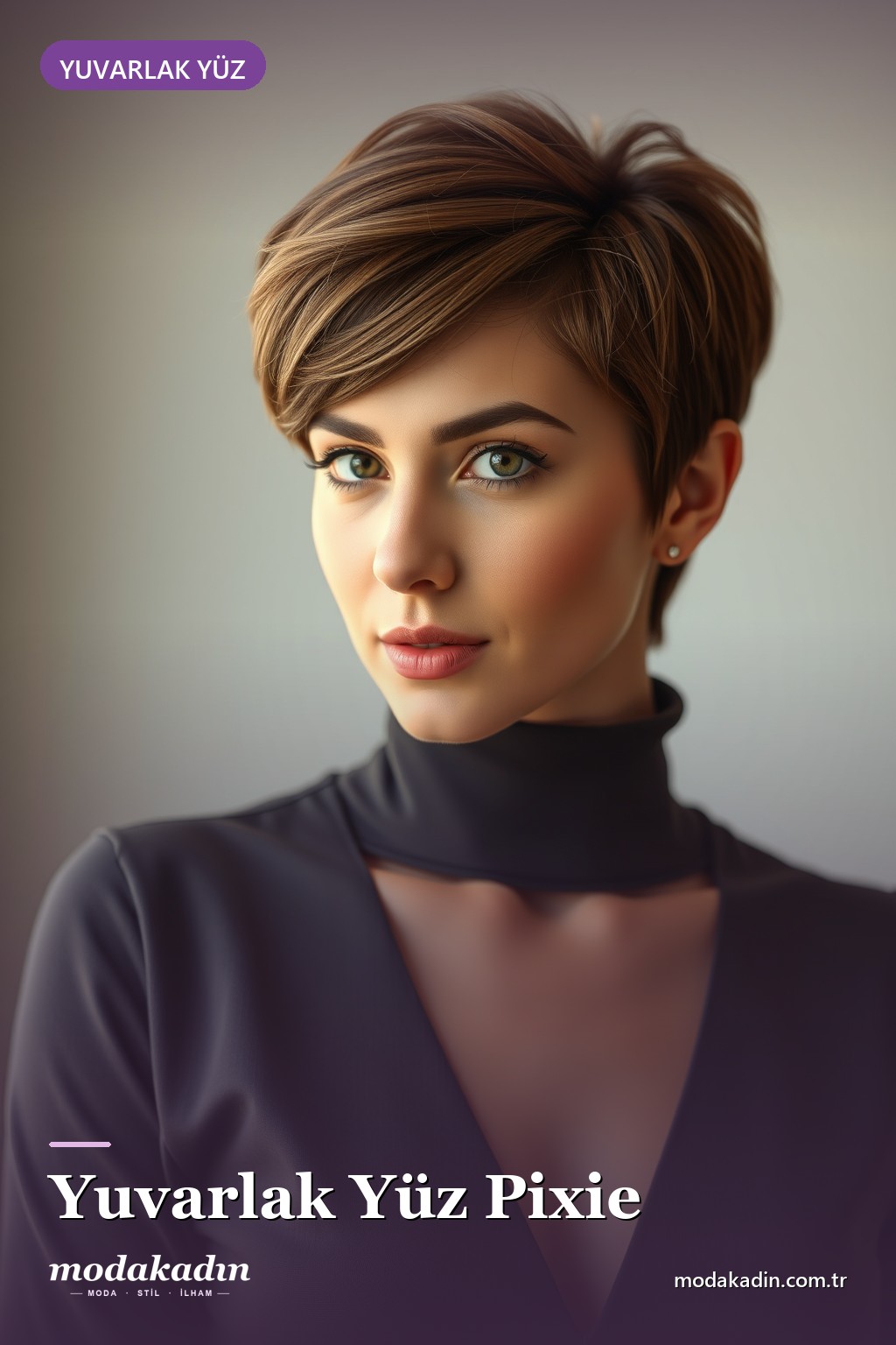 Yuvarlak Yüze Uzun Pixie