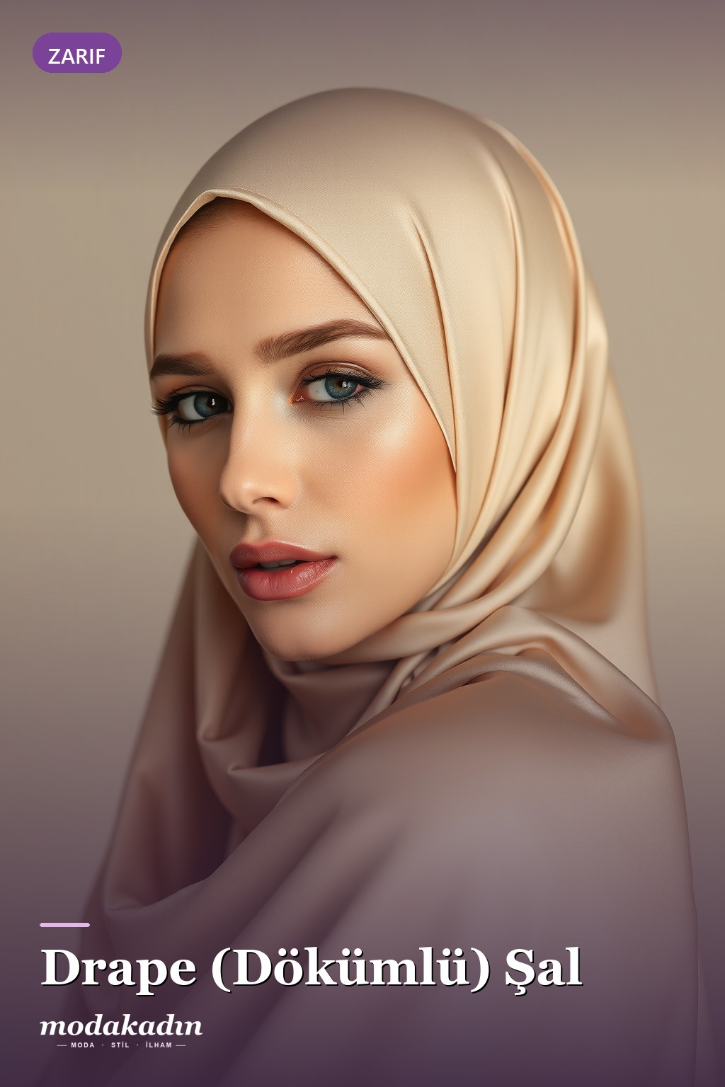 Drape dökümlü şal bağlama modeli