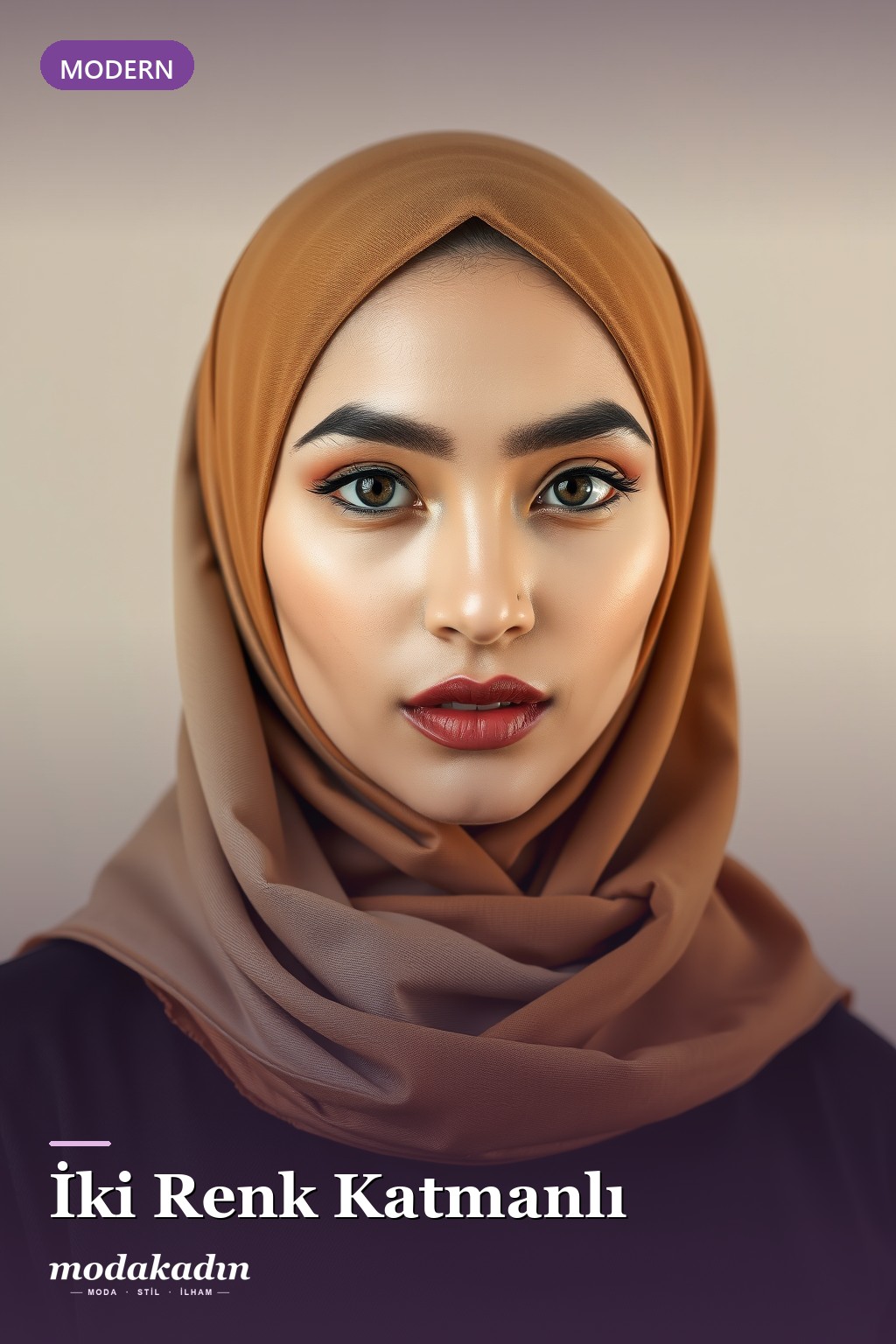 İki renk katmanlı şal bağlama modeli