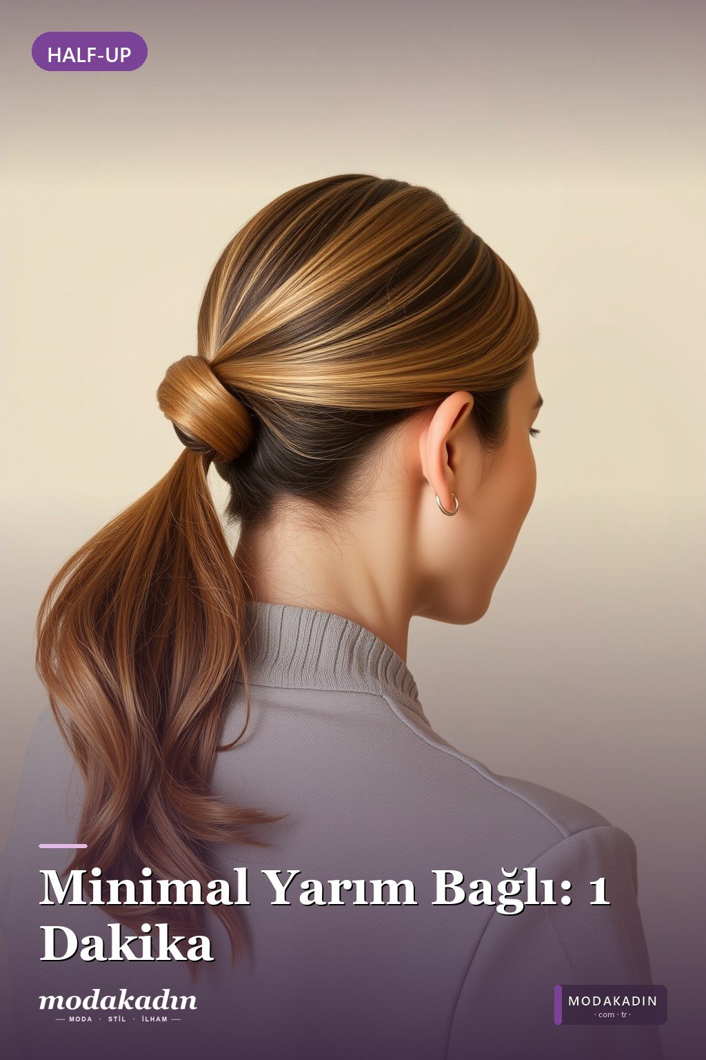 Minimal Yarım Bağlı anne saç modeli